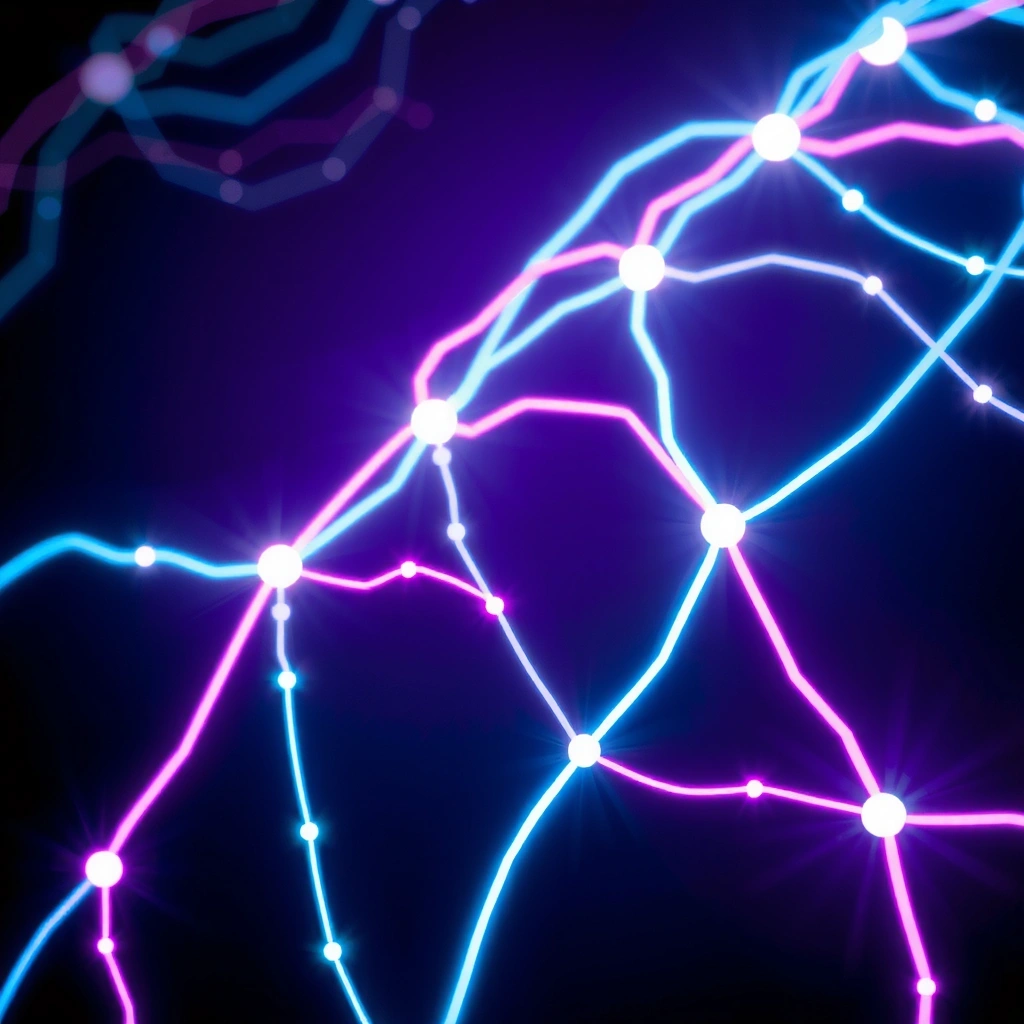 Red Neural de Trading - Red de conexiones con elementos neón
